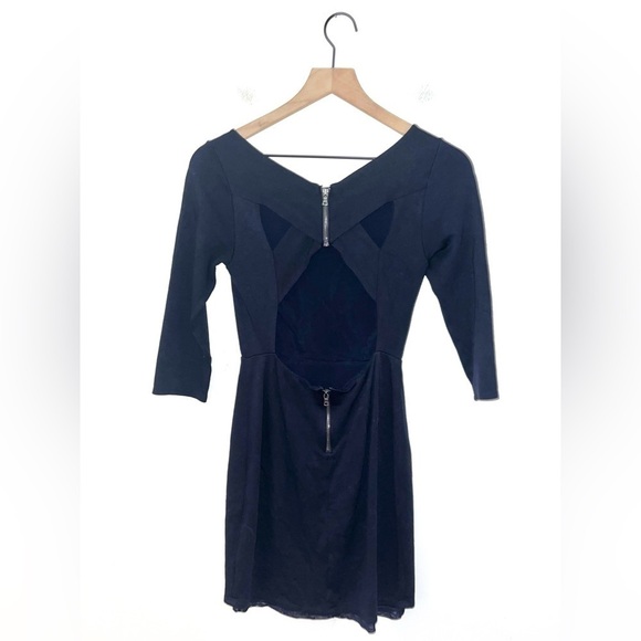 ALICE + OLIVIA Solid Dark Navy Reid Cross Back Sheath Mini Dress Size 4 - Picture 5 of 8
